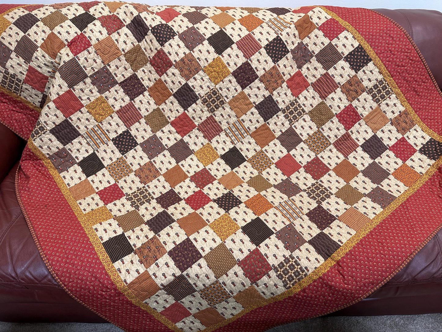 Handmade Patchwork Quilt: Fall Autumn Cotton Lodge Couch Sofa Throw (60" x 72")