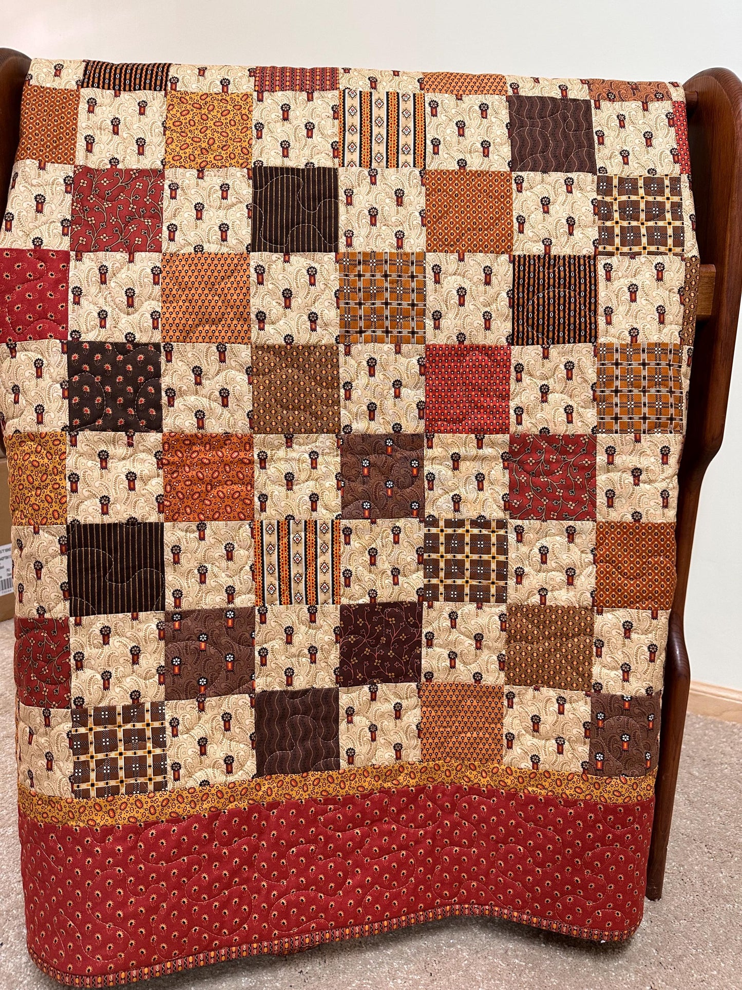 Handmade Patchwork Quilt: Fall Autumn Cotton Lodge Couch Sofa Throw (60" x 72")