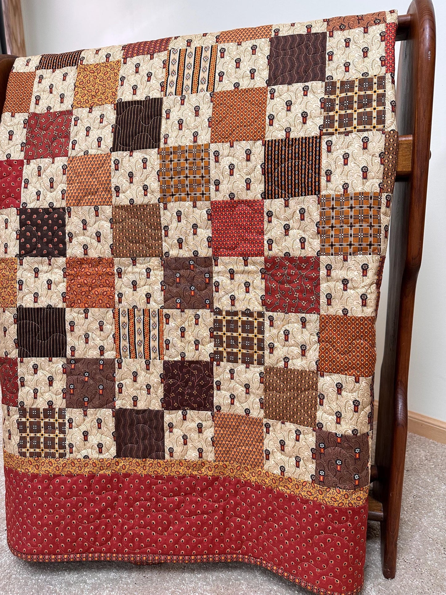 Handmade Patchwork Quilt: Fall Autumn Cotton Lodge Couch Sofa Throw (60" x 72")