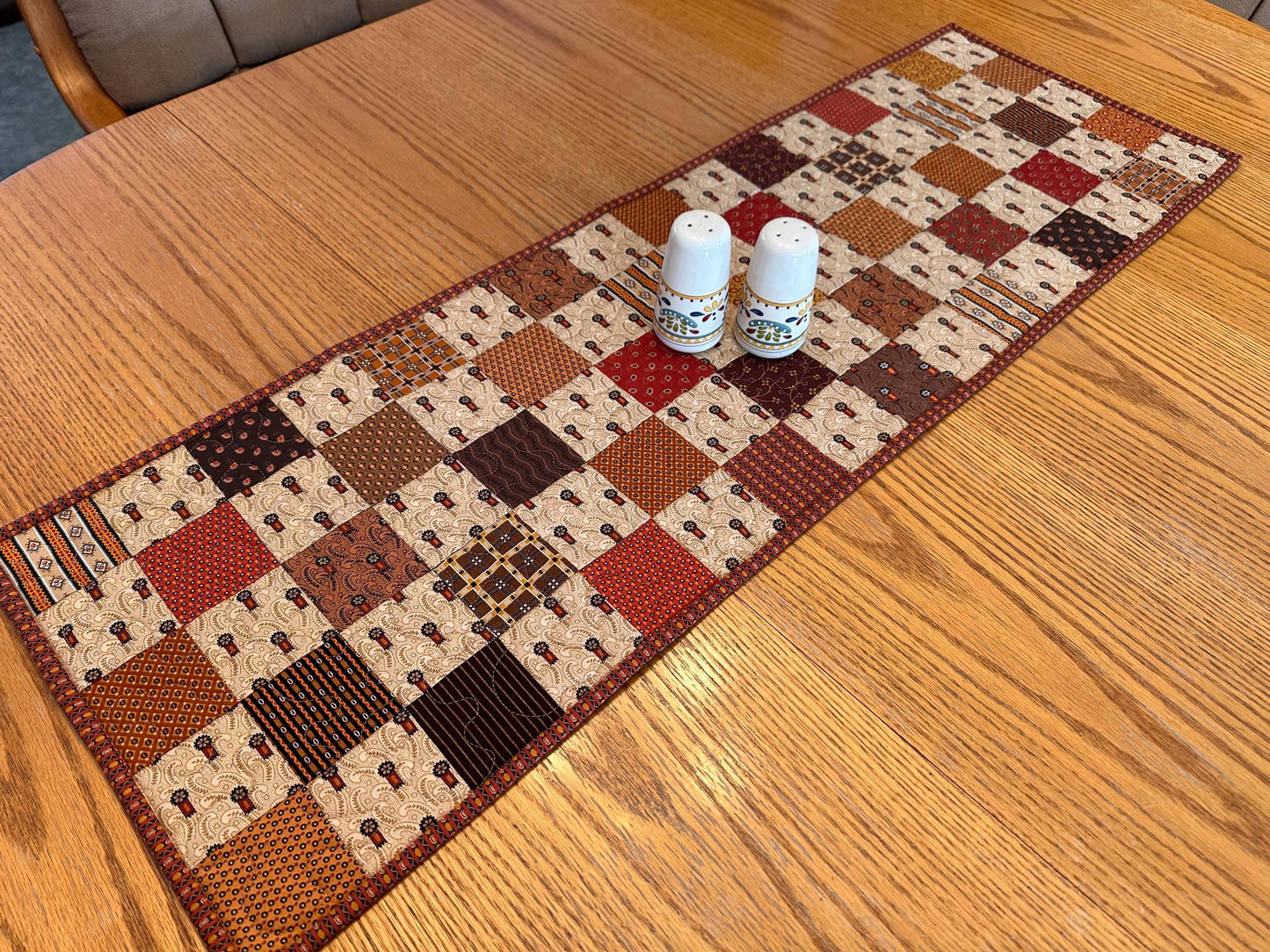 Autumn Quilted Table Runner 13x40 - Handmade Fall Centerpiece for Kitchen, Dining & Home Decor