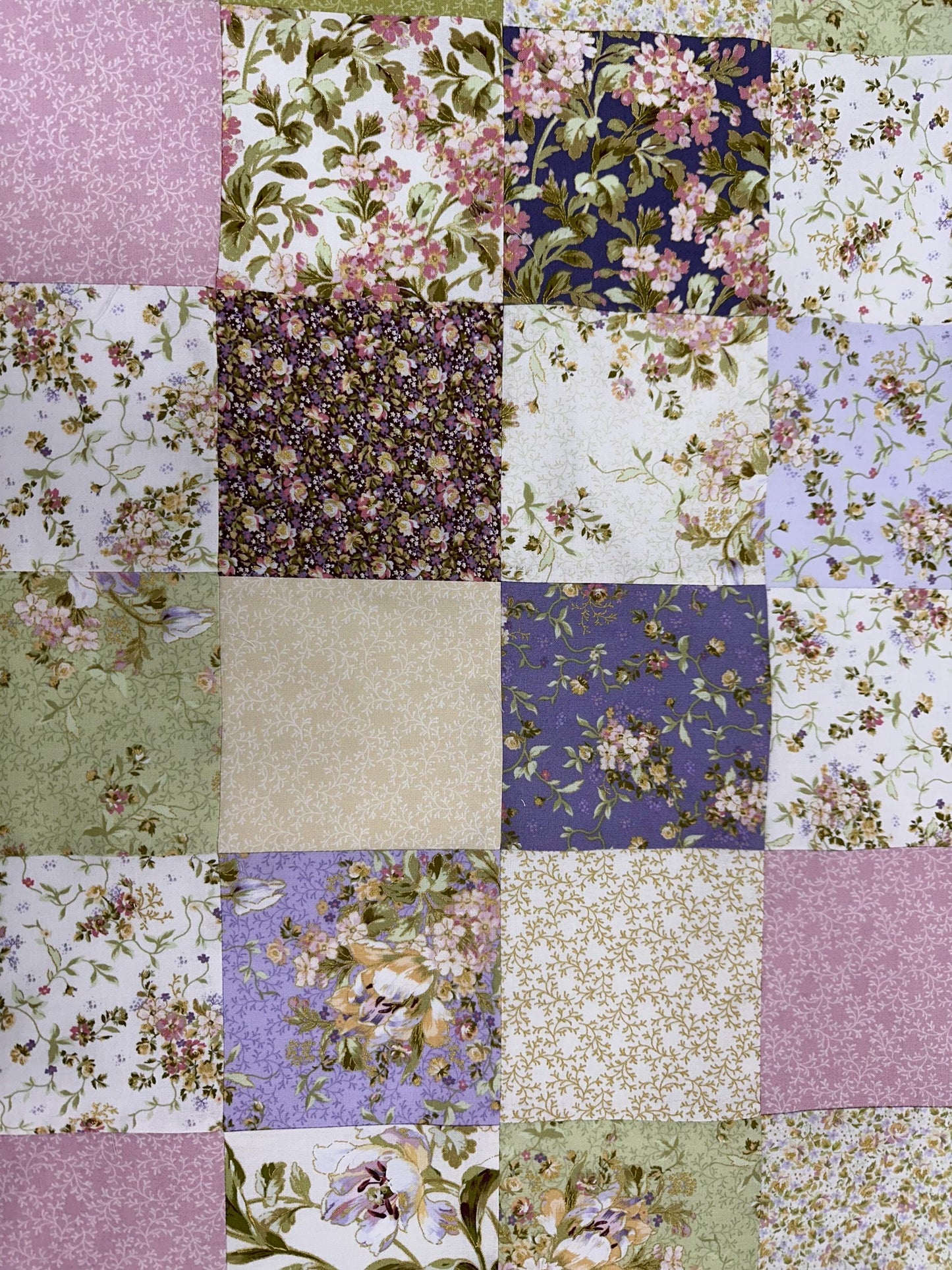 Unfinished Quilt Top 36x45 Handmade Crib Lap Throw Patchwork Cotton Floral