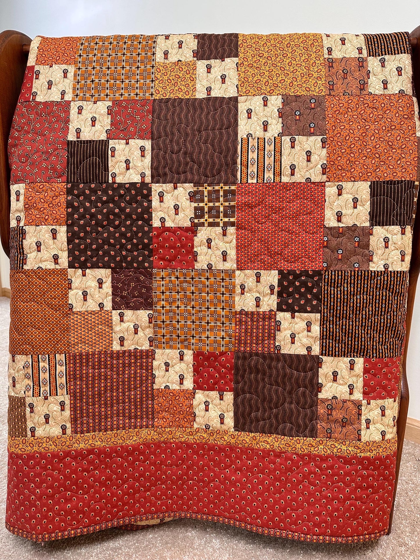 Handmade Patchwork Quilt: Fall Autumn Cotton Lodge Couch Sofa Throw (62" x 72")