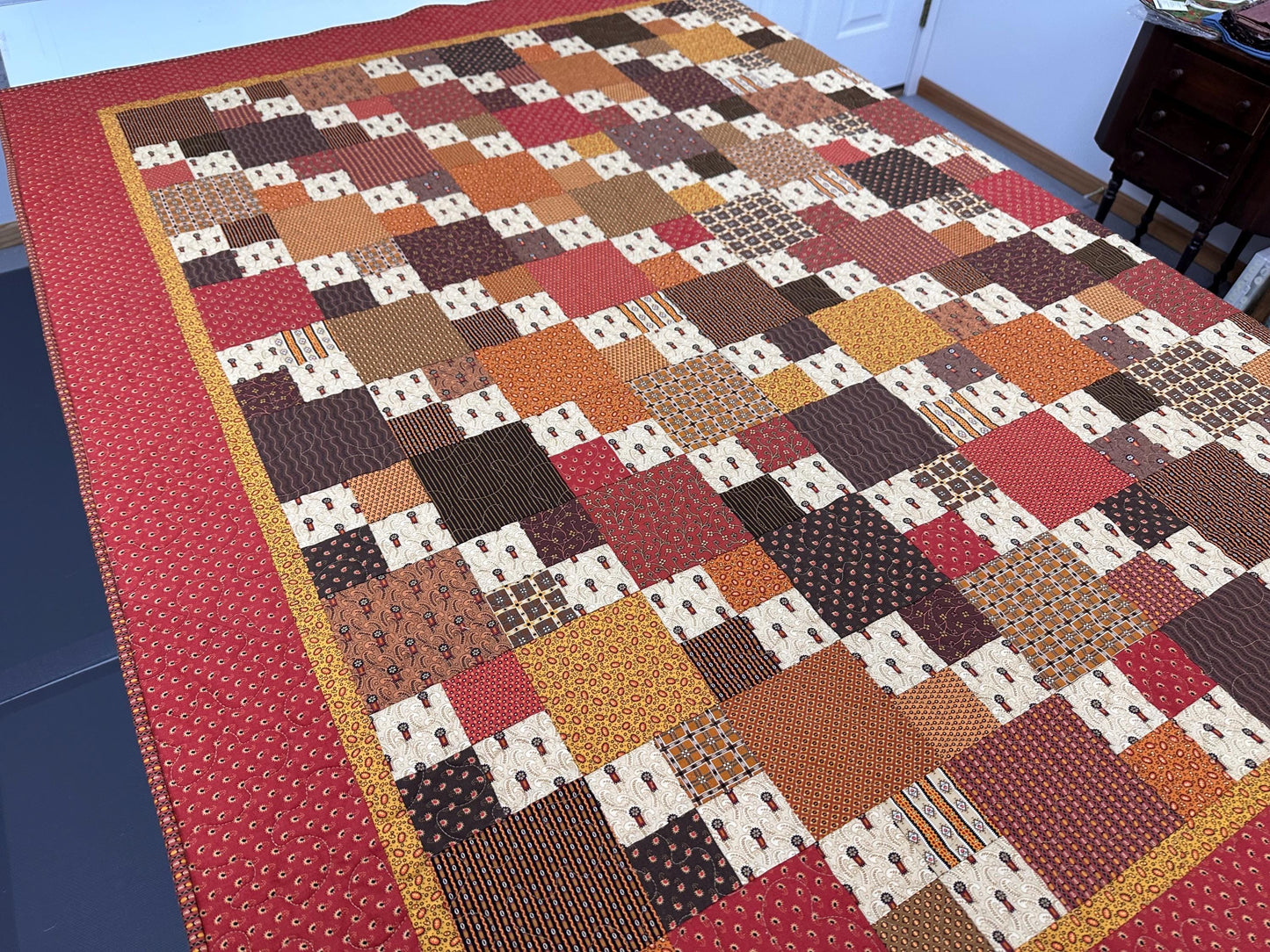 Handmade Patchwork Quilt: Fall Autumn Cotton Lodge Couch Sofa Throw (62" x 72")