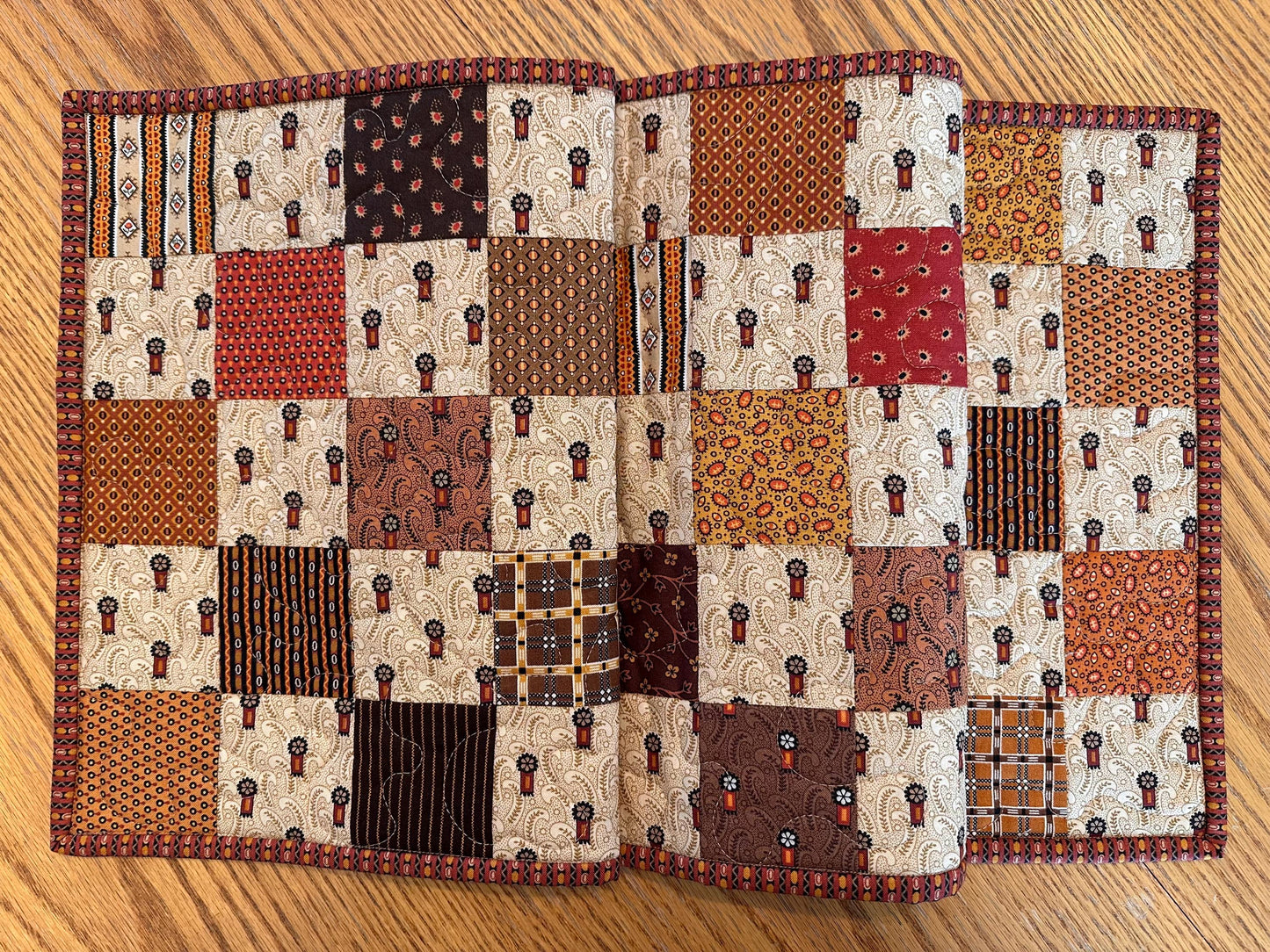 Autumn Quilted Table Runner 13x40 - Handmade Fall Centerpiece for Kitchen, Dining & Home Decor