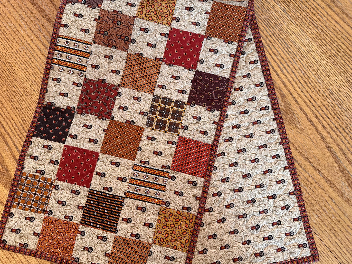 Autumn Quilted Table Runner 13x40 - Handmade Fall Centerpiece for Kitchen, Dining & Home Decor