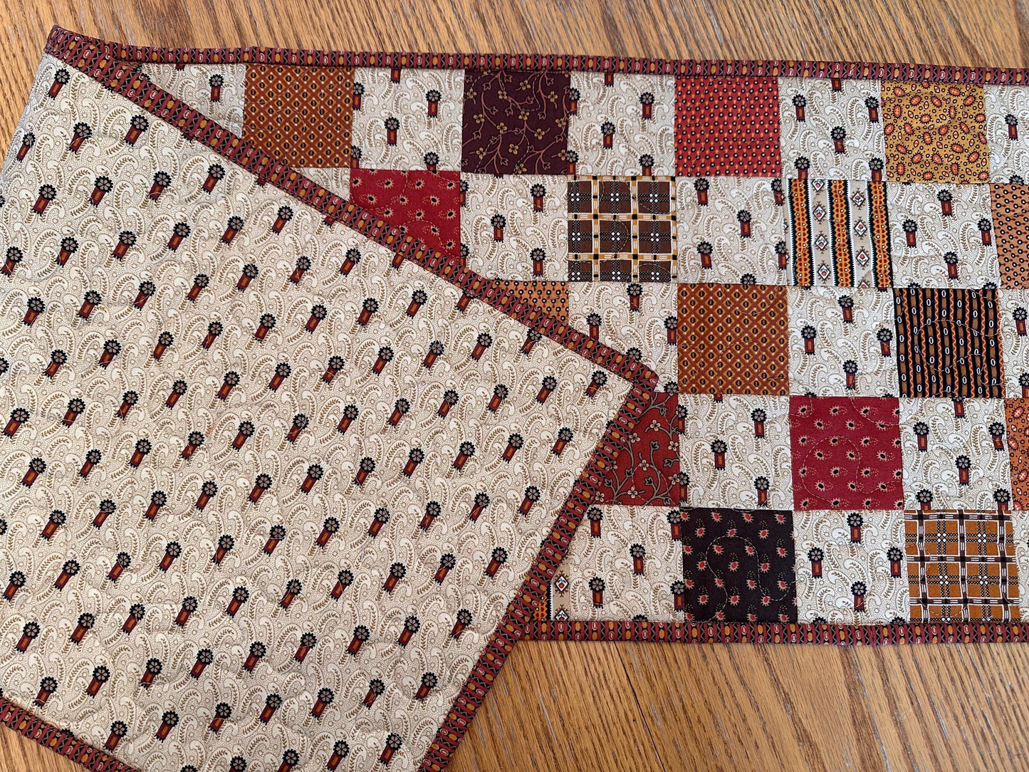 Autumn Quilted Table Runner 13x40 - Handmade Fall Centerpiece for Kitchen, Dining & Home Decor