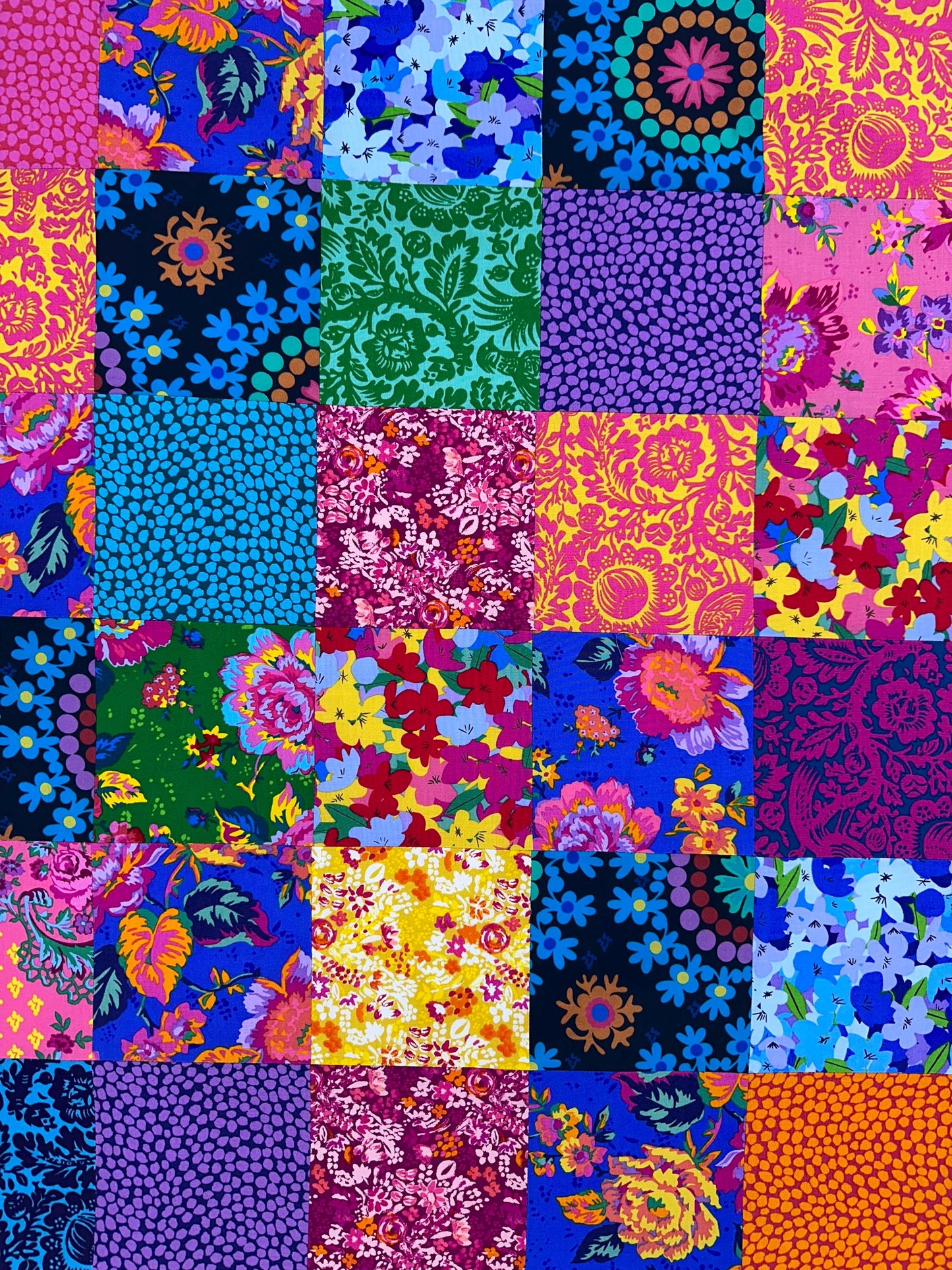 Unfinished Floral Quilt Top: Handmade Patchwork Lap Crib, 36x45 Geometric Design