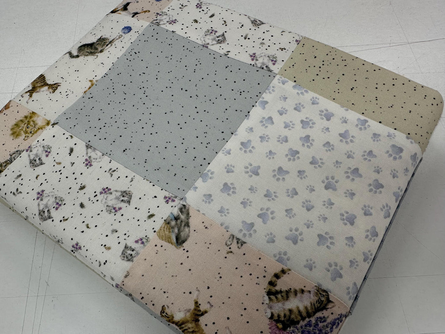 Unfinished Quilt Top: Cats Whiskers & Paws, Handmade, Modern Nursery Decor 36x44