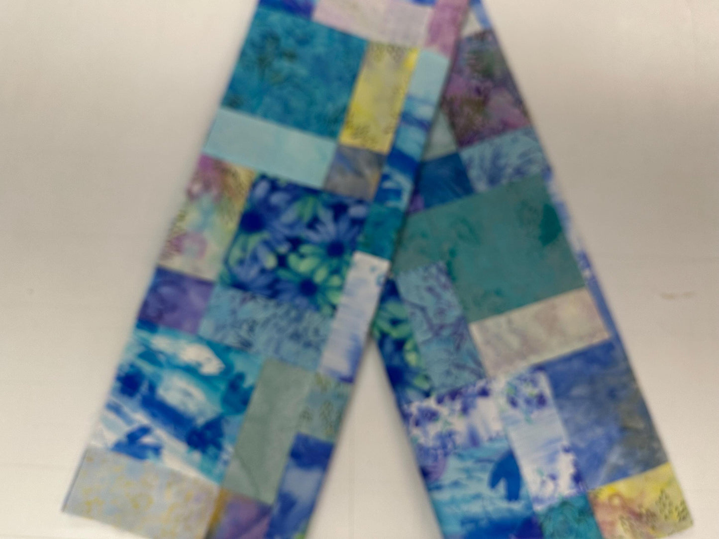 Blue Purple Batik Unfinished Quilt Top 33x45 Handmade Crib Lap Patchwork Cotton