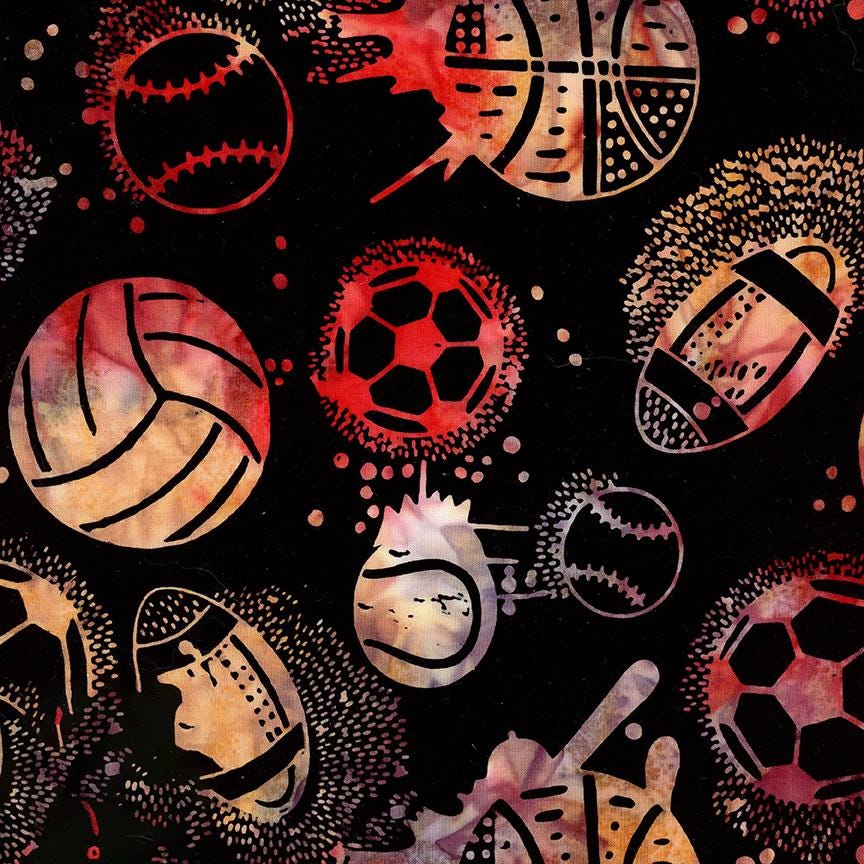 Let's Play Ball! Fat Quarter Bundle A, 12 pcs, Riley Blake Expressions Batiks, Sports, FQ-23172A-12