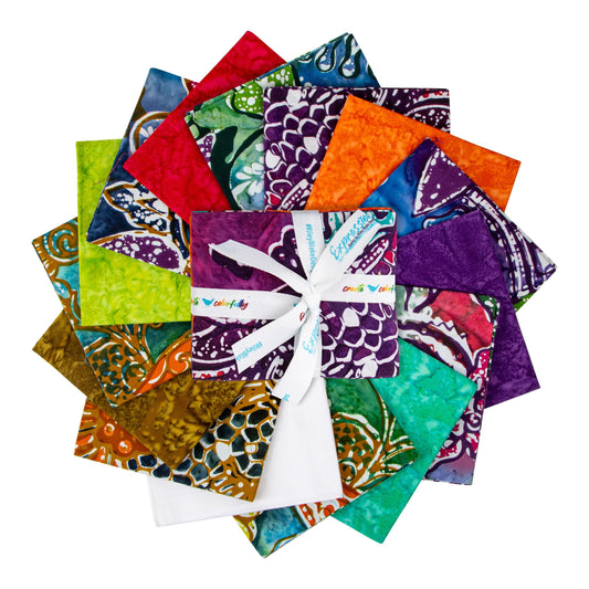 Express Yourself! Vintage Sogan Fat Quarter Bundle  15 Piece Precut Cotton Batik Fabric Set
