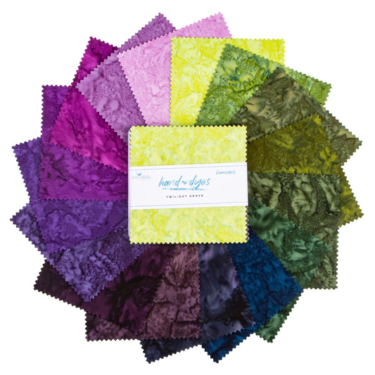 Riley Blake Twilight Grove Batik 5" Precut Cotton Fabric Squares, 42Pcs. Stacker