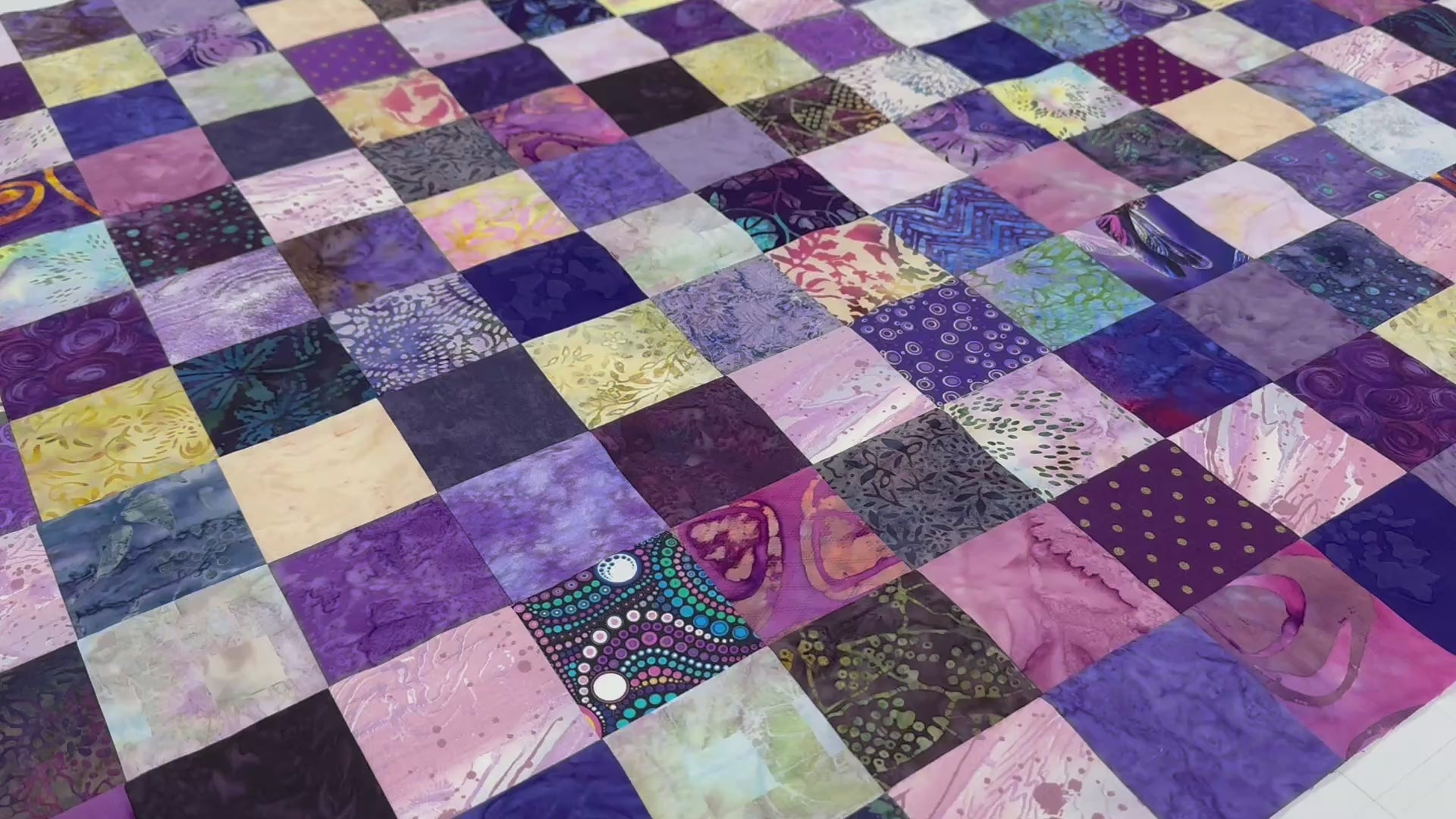 Handmade Purple Batik Quilt Top, 36"x44", Lap Crib Throw Quilt Size