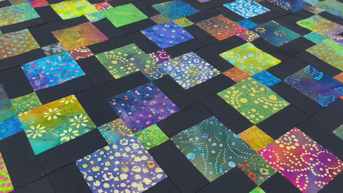 Handmade Batik Unfinished Quilt Top – Rainbow Colors – 45" x 58" Lap or Throw