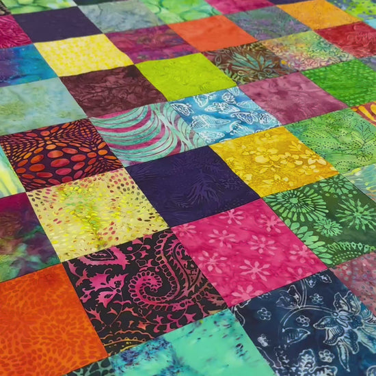Unfinished Batik Quilt Top, Multi Color, 36" x 45", Baby Crib Nursery