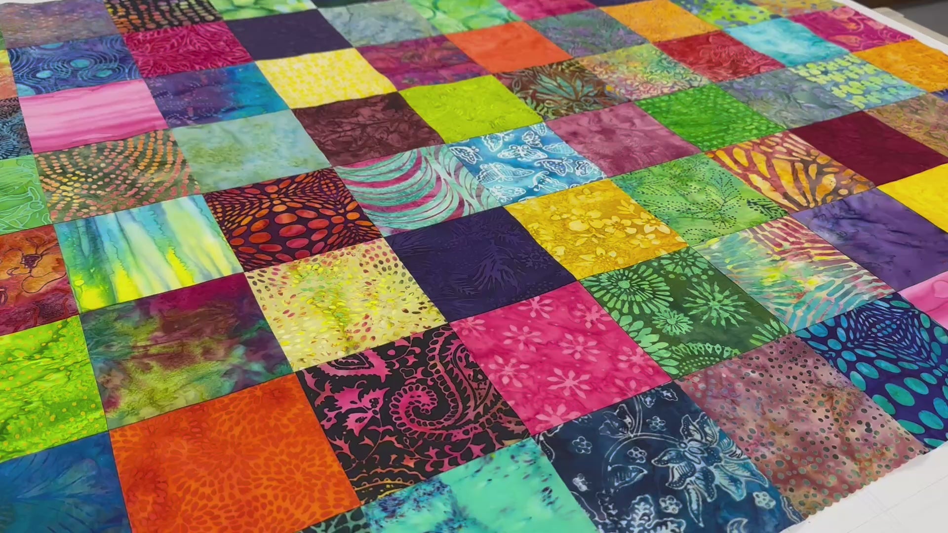 Unfinished Batik Quilt Top, Multi Color, 36" x 45", Baby Crib Nursery